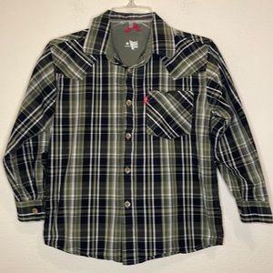 Levi’s Red Tag Green and Black Button Down Shirt Size Small